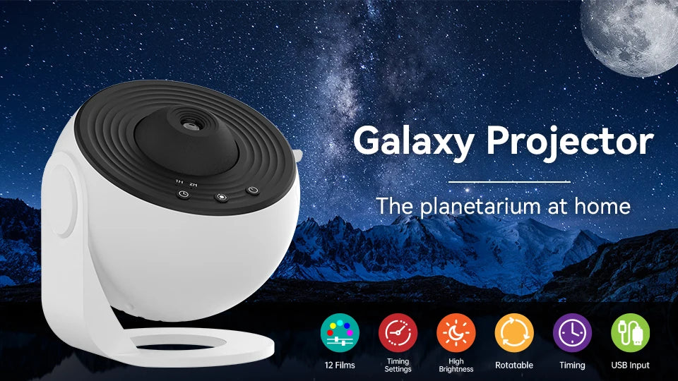 360° Rotation Galaxy Night Light Projector