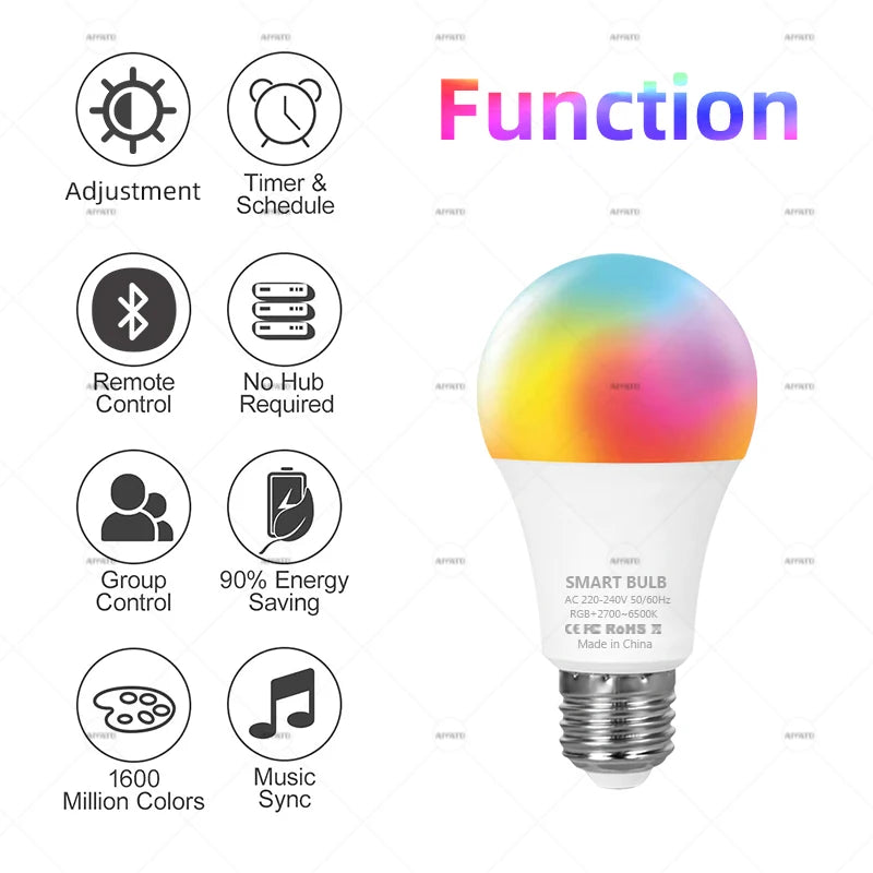 Smart Wireless Bluetooth LED Light Bulbs