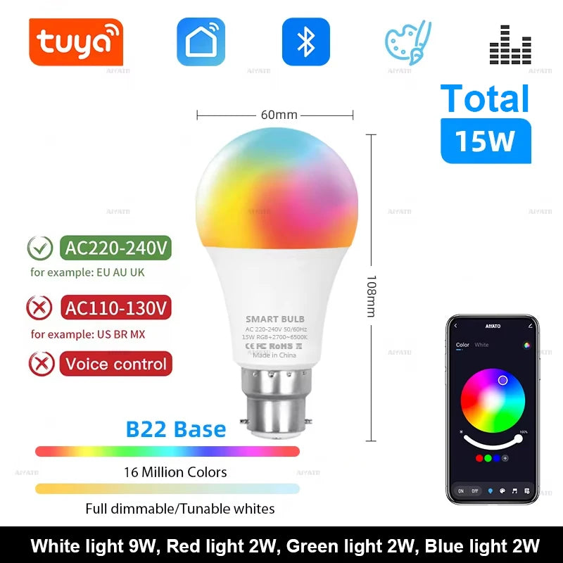 Smart Wireless Bluetooth LED Light Bulbs