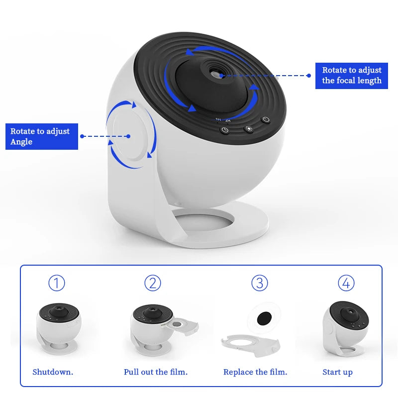 360° Rotation Galaxy Night Light Projector